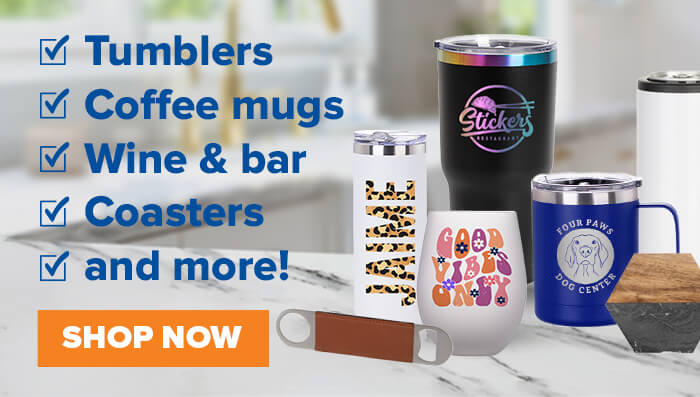 Trending drinkware, tumblers, coffee mugs, wine, coasters and more