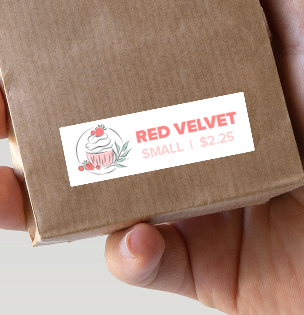 personalized label on bag