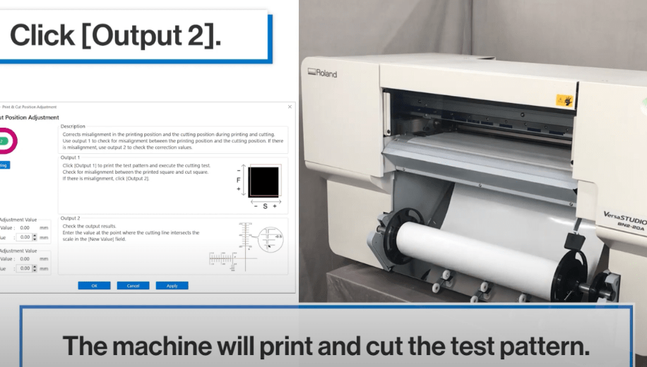 Roland BN2 Series Printer & Cutter Print & Cut Position Adjustment