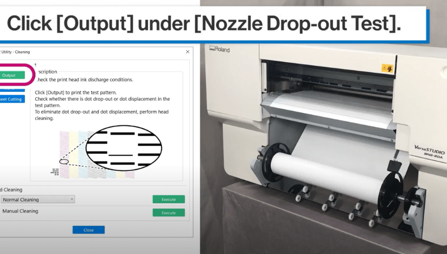 Roland BN2 Series Printer & Cutter Nozzle Drop Out Test