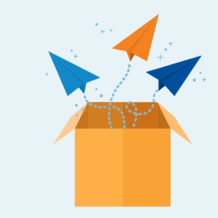 cardboard box with paper airplanes